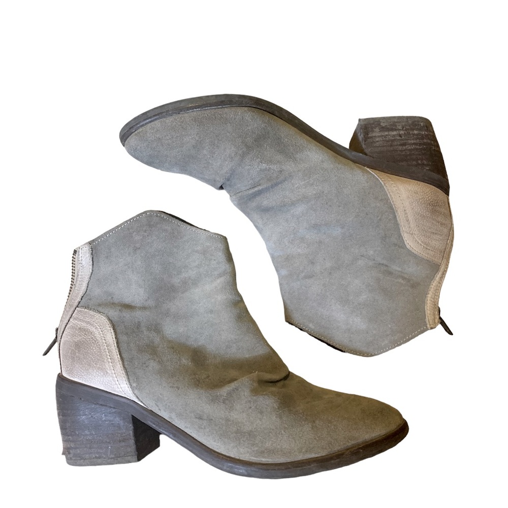 Suede & leather western ankle booties